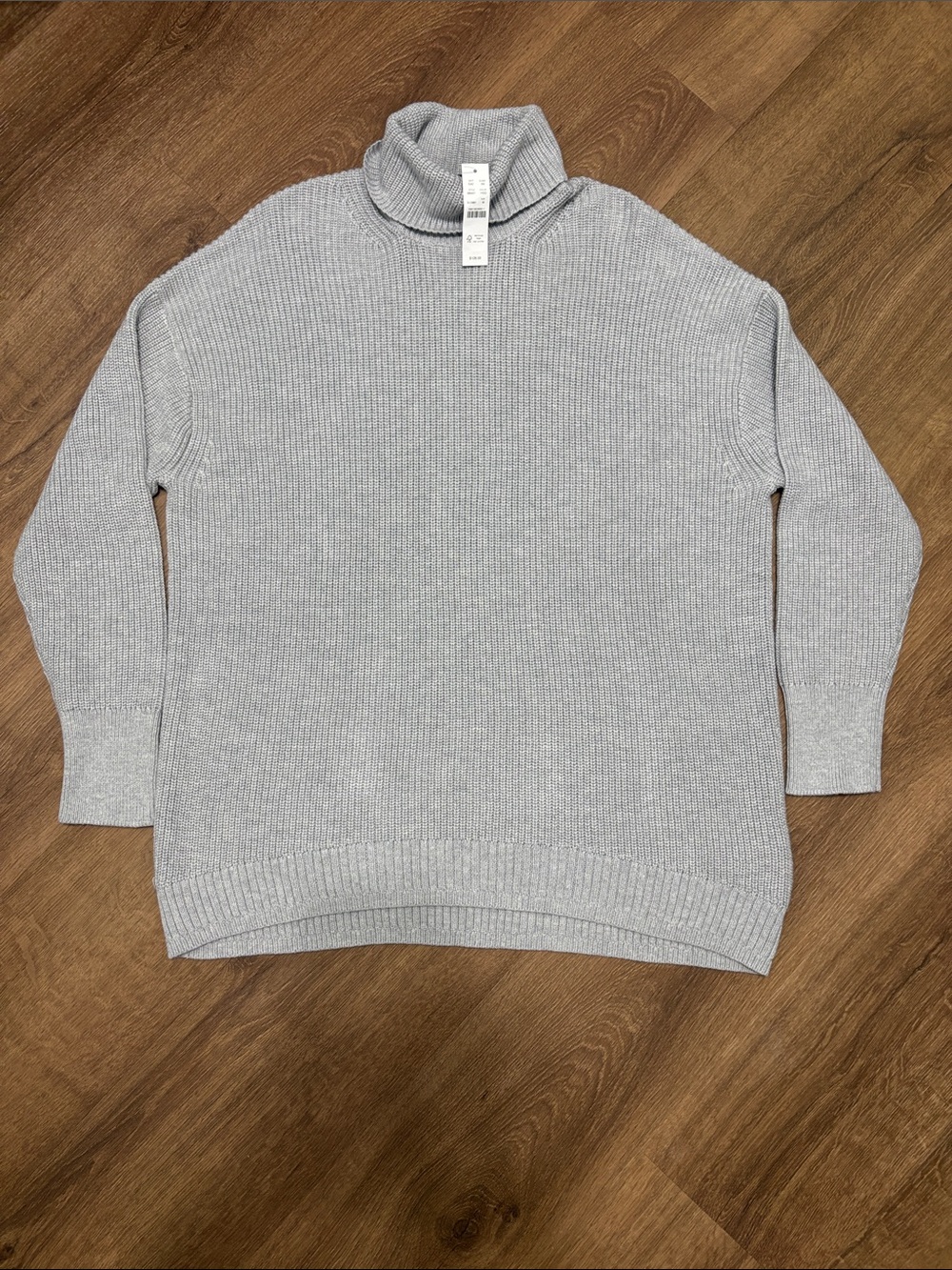NWT J Crew Ribbed Cotton Cashmere Relaxed Turtleneck Sweater Gray BB427 Sz Med